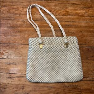 VTG Y2K DISCO BALL MERMAIDCORE WOVEN CHAINMAIL METAL ART SHOULDER BAG CREAM